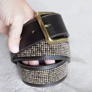 Otto Schumacher equestrian leather belt crystals and stones OTTO SCHUMACHER BELT IN BAROQUE WHITE WITH CRYSTALS – Horse  main image 3